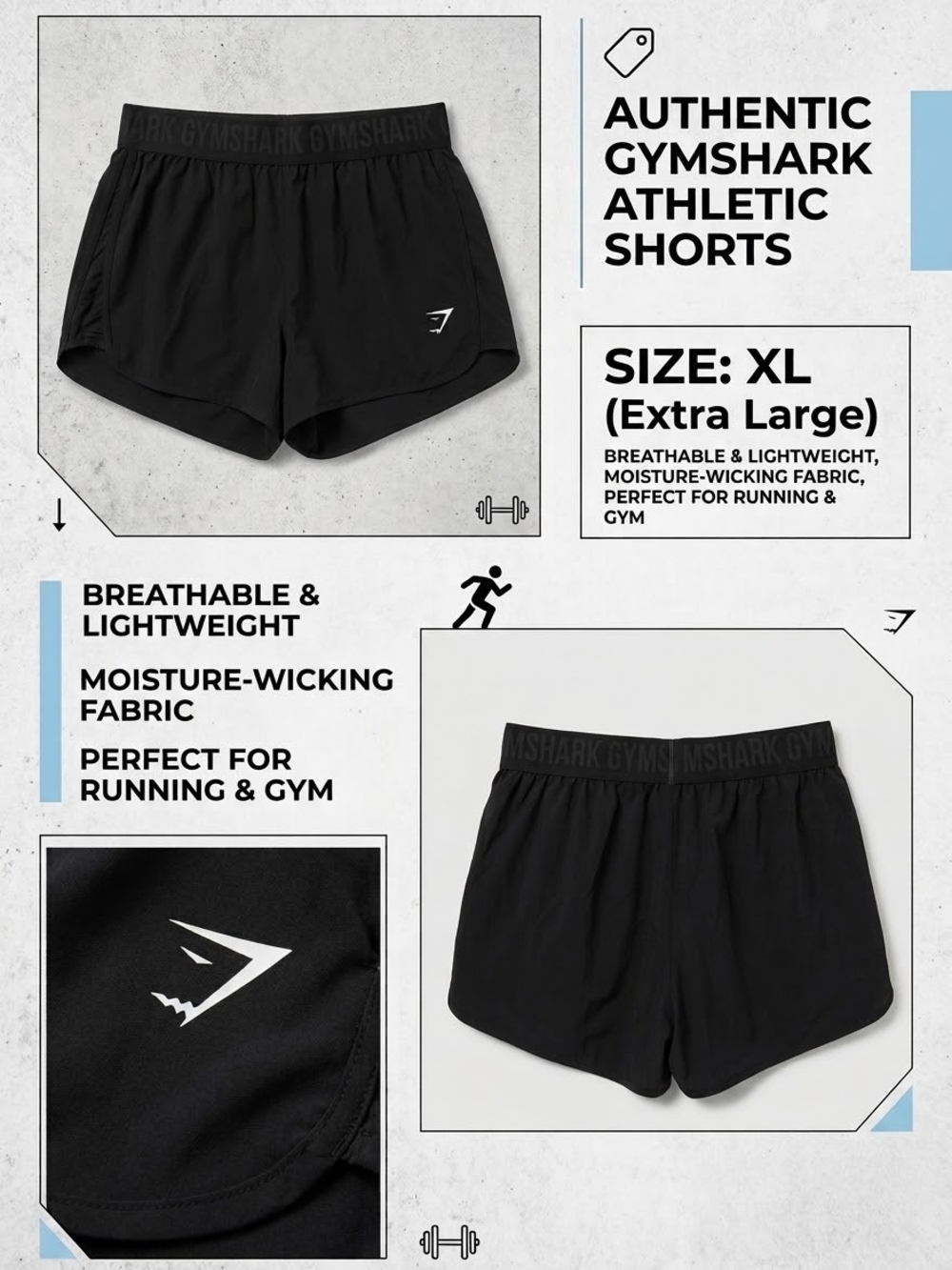 Gymshark Women's Black Athletic Running Shorts